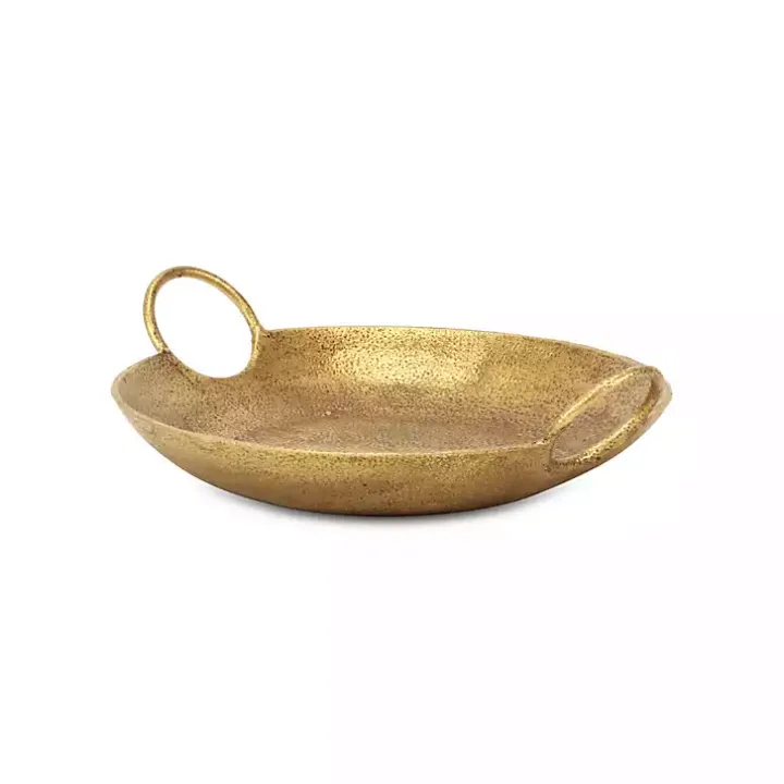 Round Gold Cast Iron Dish with Handles