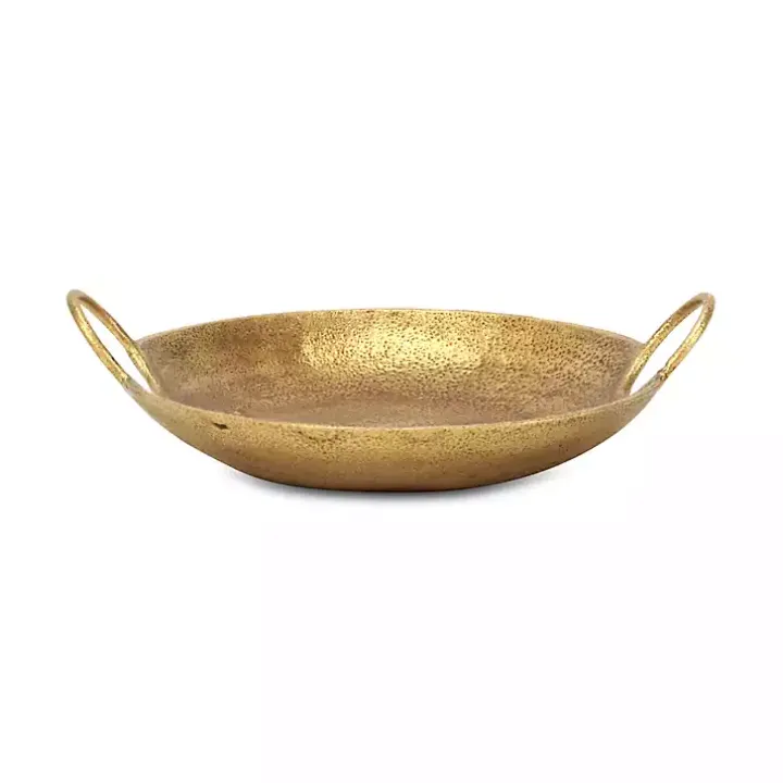 Round Gold Cast Iron Dish with Handles