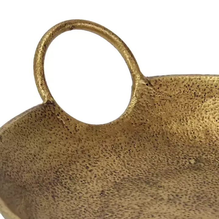 Round Gold Cast Iron Dish with Handles