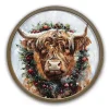 Round Highland Cow Christmas Framed Art Print
