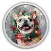 Round Holiday Frenchie Framed Art Print