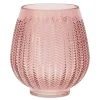 Round Pink Textured Glass Vase, 8 in.
