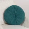 Round Teal Velvet Tufted Pillow