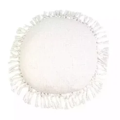 Round White Tassel Pillow
