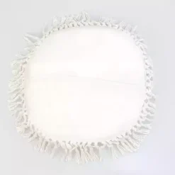 Round White Tassel Pillow
