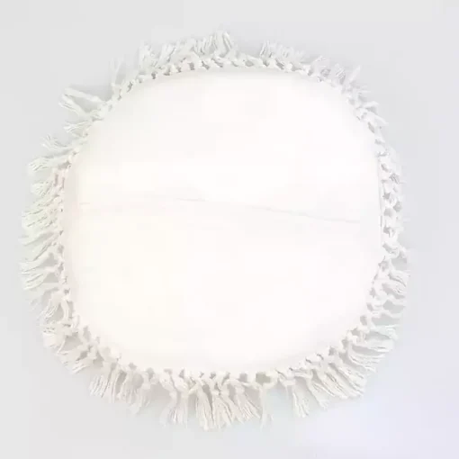 Round White Tassel Pillow