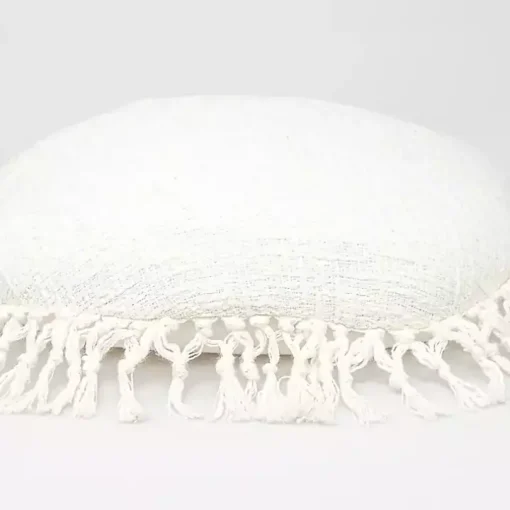 Round White Tassel Pillow
