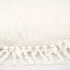Round White Tassel Pillow