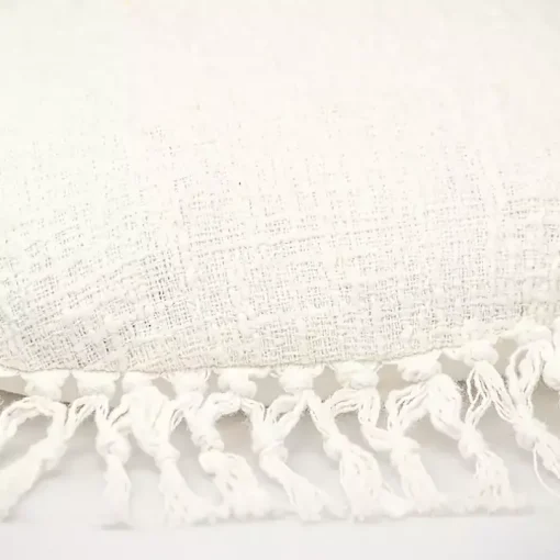 Round White Tassel Pillow