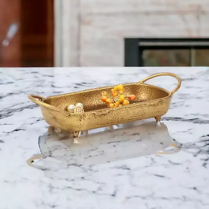 Rounded Rectangle Gold Cast Iron Dish