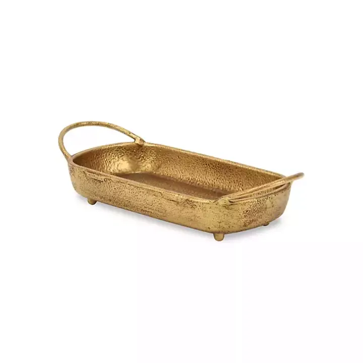 Rounded Rectangle Gold Cast Iron Dish