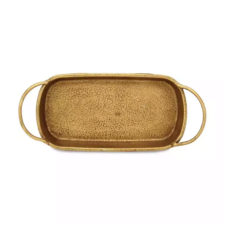 Rounded Rectangle Gold Cast Iron Dish
