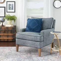 Royal Blue Diamond Fringe Throw Pillow