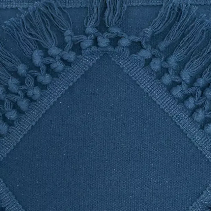 Royal Blue Diamond Fringe Throw Pillow
