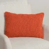 Rust Knit Checkerboard Lumbar Pillow
