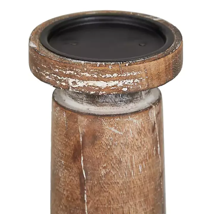 Rust Rustic Mango Wood 3-pc. Candle Holder Set