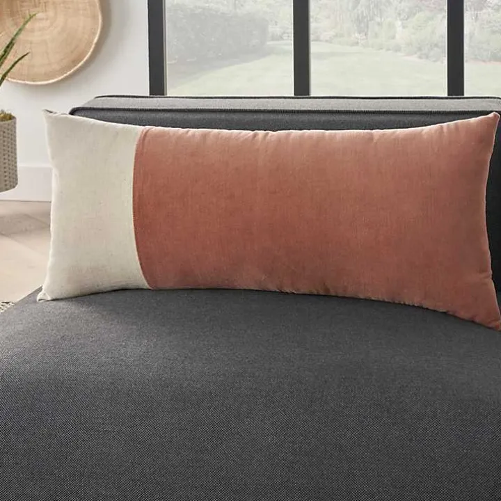 Rust Velvet Colorblock Lumbar Pillow