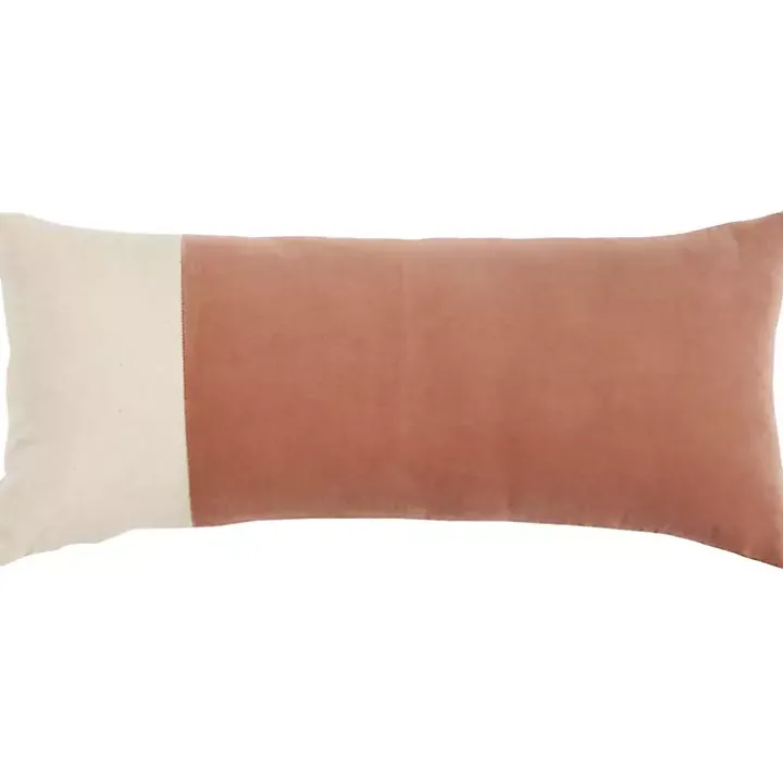 Rust Velvet Colorblock Lumbar Pillow