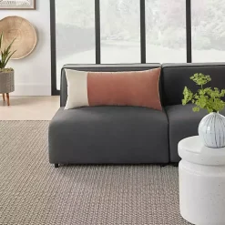 Rust Velvet Colorblock Lumbar Pillow