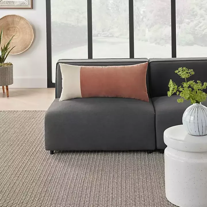 Rust Velvet Colorblock Lumbar Pillow