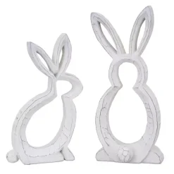Rustic Bunny Outline Statues, Set of 2