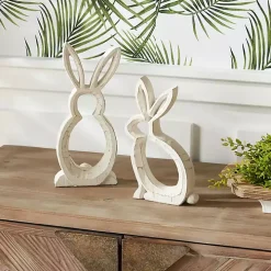 Rustic Bunny Outline Statues, Set of 2
