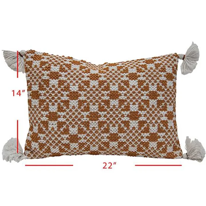 Rustic Cross Stitch Outdoor Lumbar Pillow