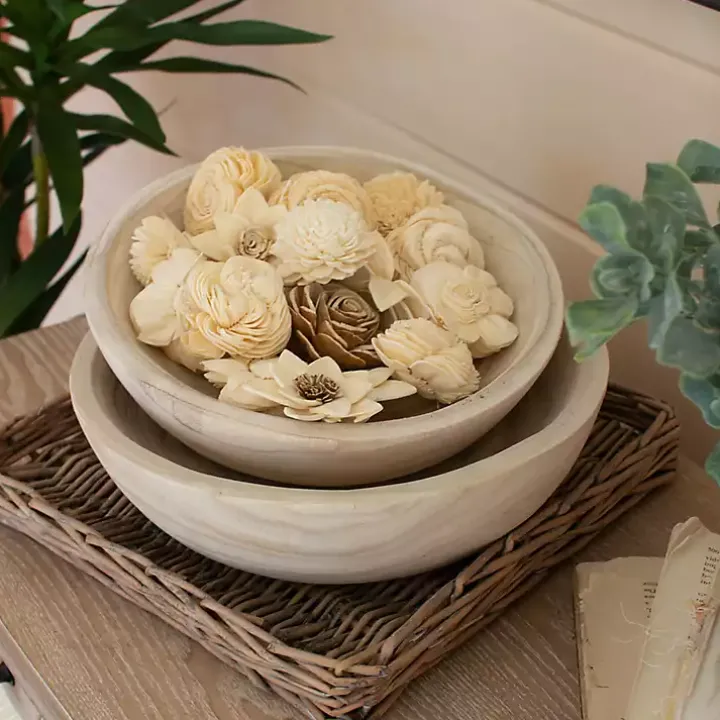 Rustic Forest Ivory Hand Carved 2-pc. Bowl Set