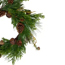 Rustic Pinecone and Jingle Bell Christmas Wreath