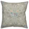 Sage Botanical Butterfly Throw Pillow