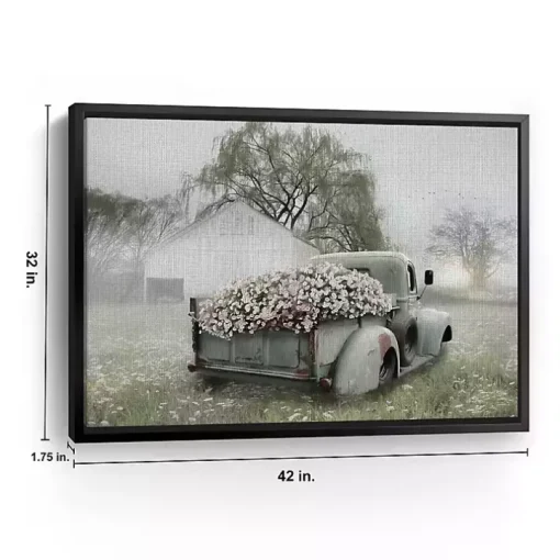 Sage Flower Truck Framed Canvas Print, 42x32 in.