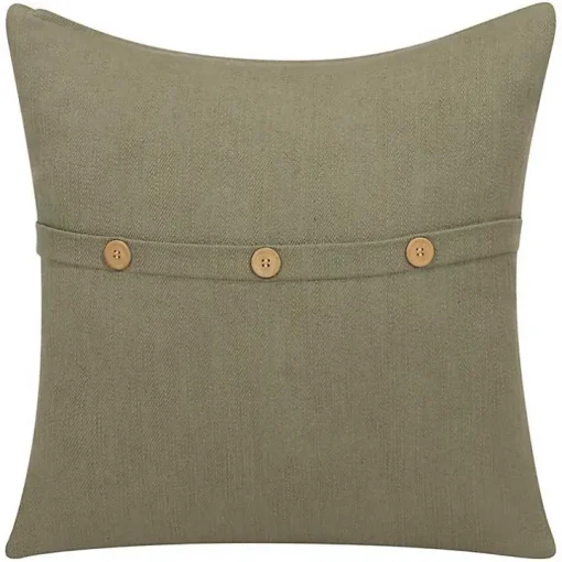 Sage Green Buttoned Throw Pillow