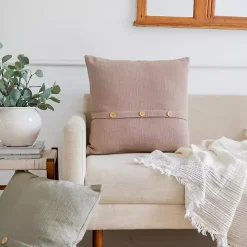 Sage Green Buttoned Throw Pillow