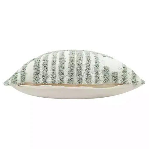 Sage Green Geometric Shag Throw Pillow