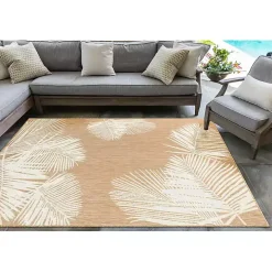 Sand Forest Leaf Indoor/Outdoor Area Rug, 4x7