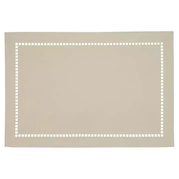 Sand Laser-Cut Hemstitch Placemats, Set of 4