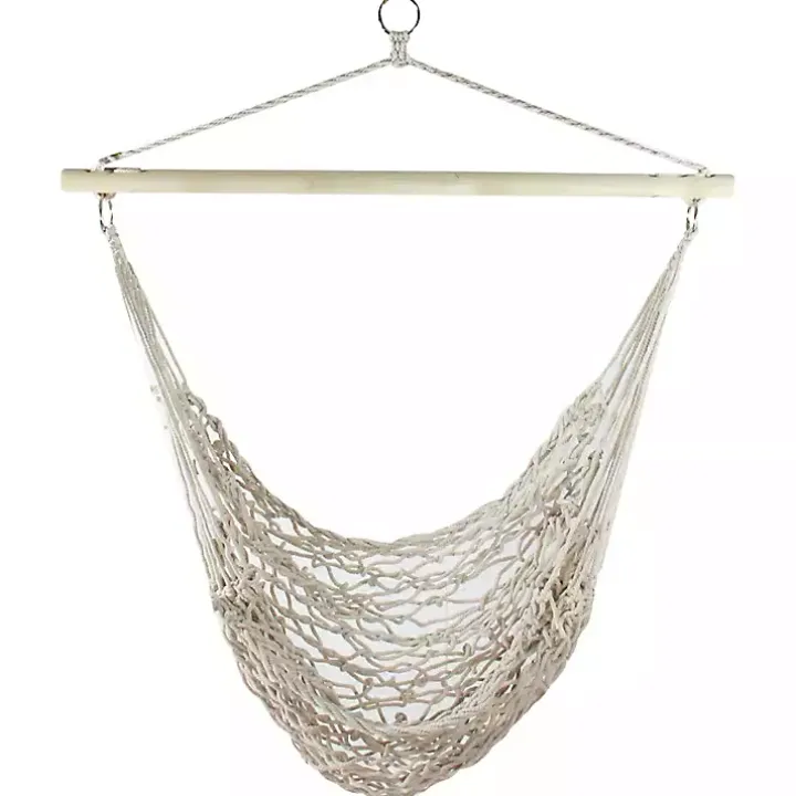 Sandy White Coastal Macrame Hanging Hammock