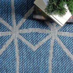 Sanford Blue Geometric Shapes Outdoor Rug, 8x10
