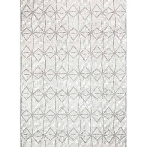 Sanford Light Gray Geometric Outdoor Rug, 8x10