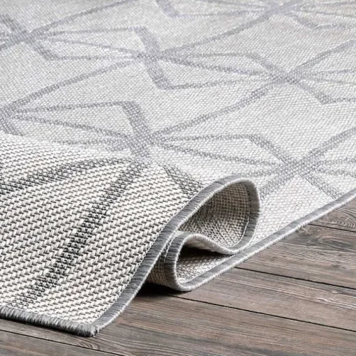Sanford Light Gray Geometric Outdoor Rug, 8x10