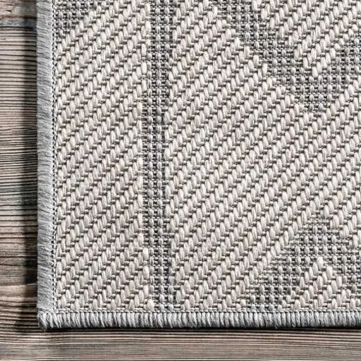 Sanford Light Gray Geometric Outdoor Rug, 8x10