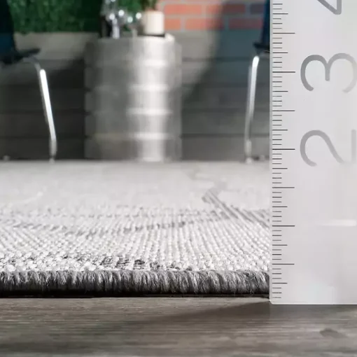 Sanford Light Gray Geometric Outdoor Rug, 8x10