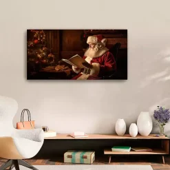 Santa and List Canvas Art Print