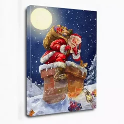 Santa at Chimney with Moon Canvas Art Print