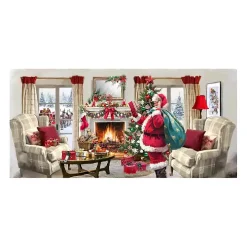 Santa at Home Panoramic Canvas Art Print