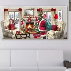 Santa at Home Panoramic Canvas Art Print