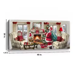 Santa at Home Panoramic Canvas Art Print