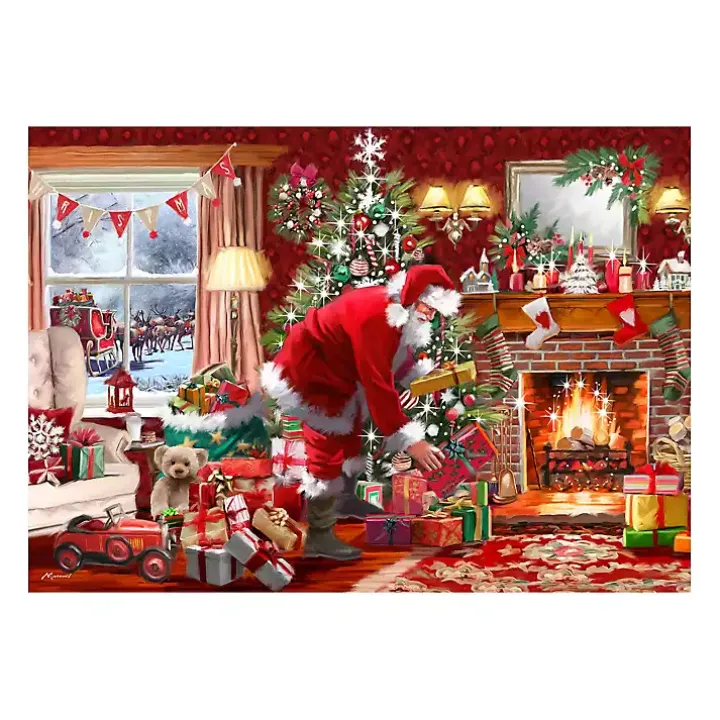 Santa by the Fire Canvas Art Print