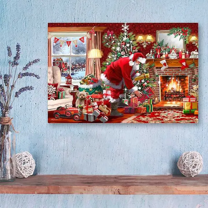 Santa by the Fire Canvas Art Print