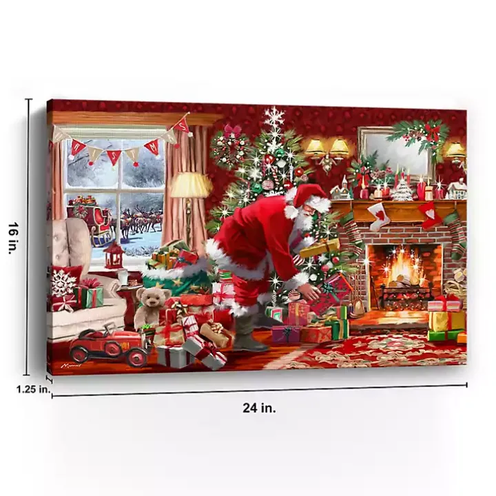 Santa by the Fire Canvas Art Print